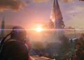 Mass Effect: Legendary Edition -- Shepard aims gun at Reaper in distance