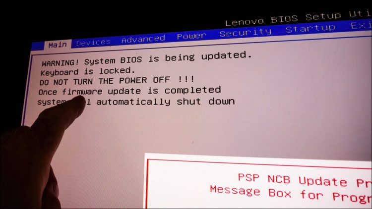 BIOS screen on a Lenovo workstation