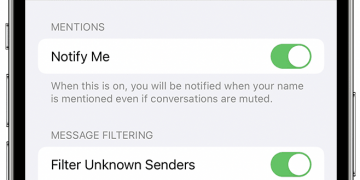 Message filter settings