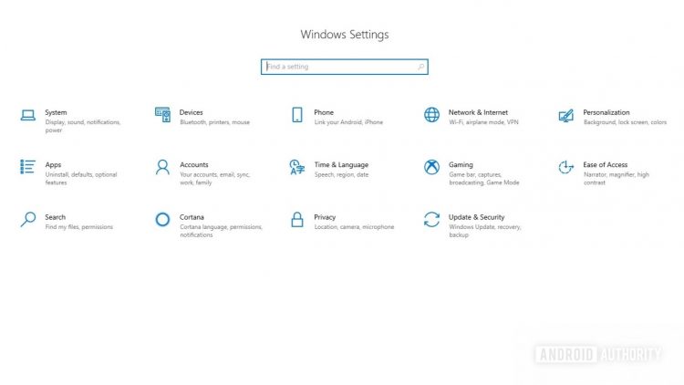 Windows 10 settings app