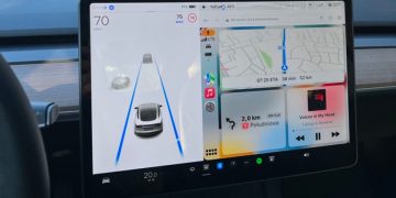Apple Maps CarPlay on a Tesla