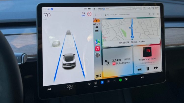Apple Maps CarPlay on a Tesla
