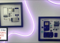 GRID Studio framed art on wall with Govee Neon Rope Lights in between