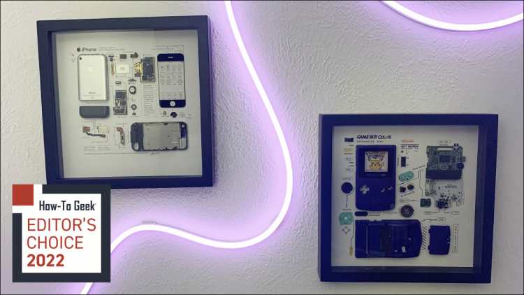 GRID Studio framed art on wall with Govee Neon Rope Lights in between