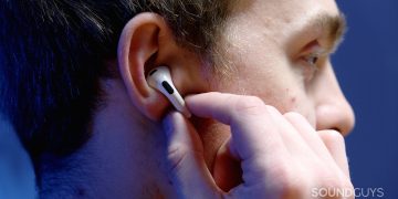 One third-generation AirPod inside an ear.