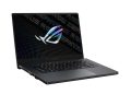 The Zephyrus G15 in Eclipse Gray open, angled to the right. The screen displays the ROG logo.