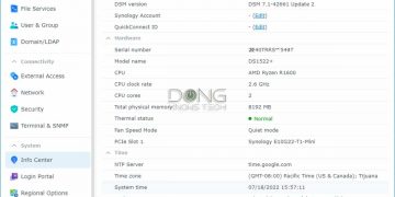 Synology DS1522 system info