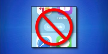 A crossed-out iPhone home screen search button on a blue background.