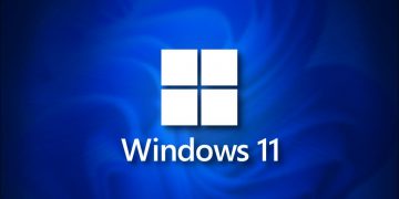 Windows 11 logo on a dark blue shadow background