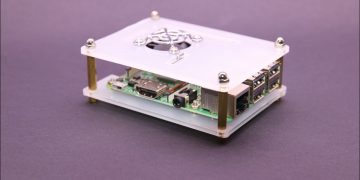 A Raspberry Pi computer in housing