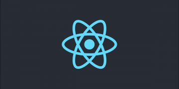 React logo on a dark background