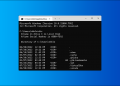 DIR header. Command Prompt on Windows blue background.