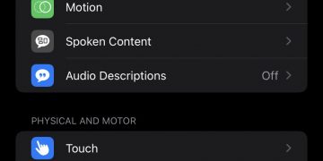 Top half of iOS accessibility menu