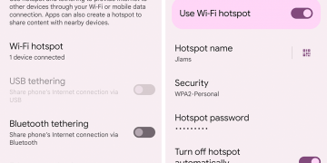 Android hotspot menu