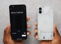 Nothing Phone (1) screen (left) and rear (right).