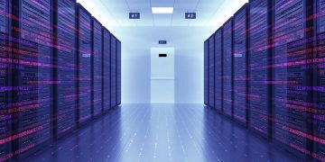 server racks in a modern data center computer racks all around picture id1128187495