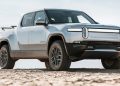 Rivian R1T electric truck in the dirt