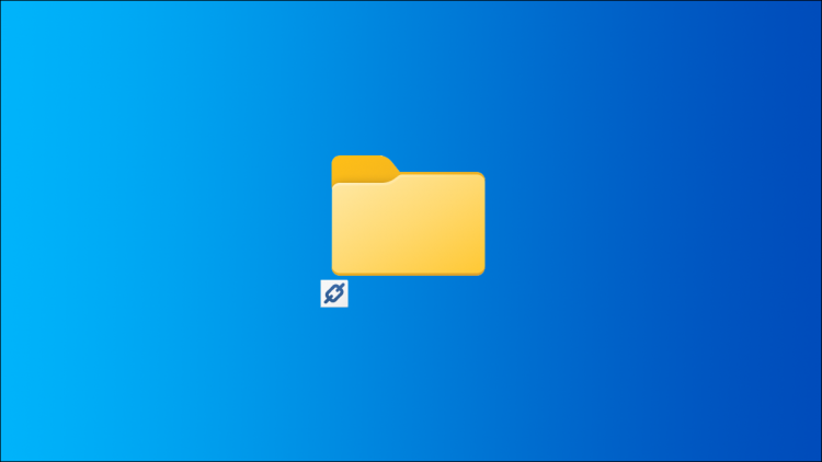 Symbolic Link Header Image. A Windows folder on a blue background.