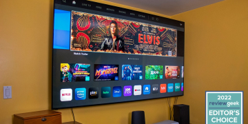 A large Vizo P85 TV on a wall