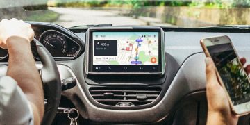Waze map in a car