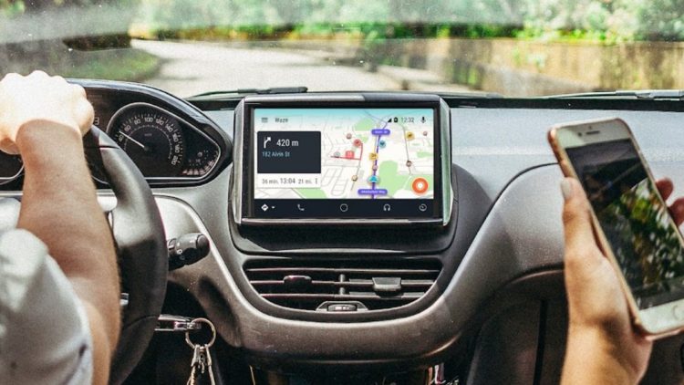 Waze map in a car