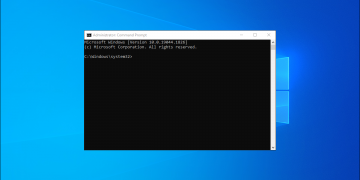 Command Prompt open on Windows 10 background header