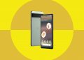 Front and back view of Google Pixel 6A smartphones