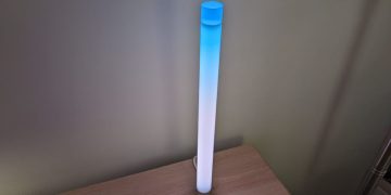 Moonside Neon Lighthouse Blue Light On Desk