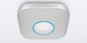 The Google Nest Protect in a ceiling.