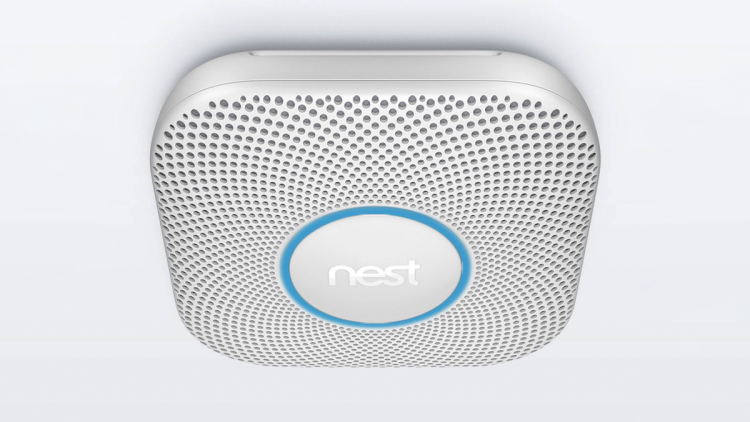 The Google Nest Protect in a ceiling.