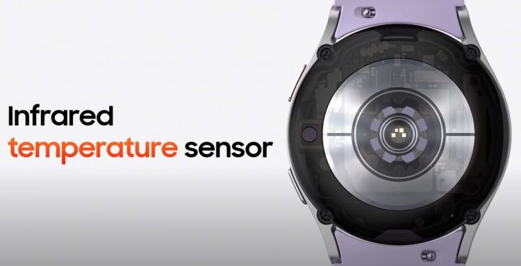 The Galaxy Watch 5's new infrared sensor measures the wearer's temperature.