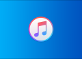 iTunes on Blue Background header.