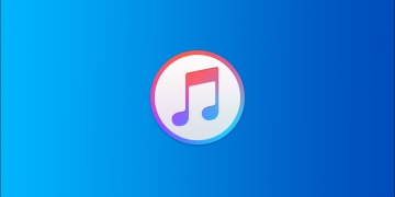iTunes on Blue Background header.