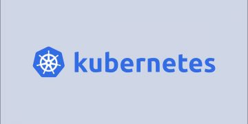 Graphic with the Kubernetes logo