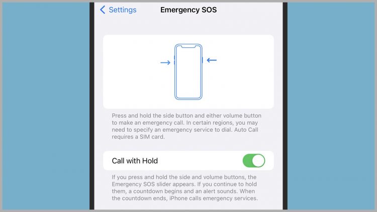 Screenshot of iPhone phone emergency SOS settings