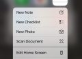 Tap and hold on the Notes app to scan documents on iPhone.