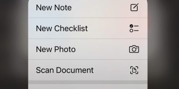 Tap and hold on the Notes app to scan documents on iPhone.