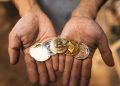 Cryptocurrency golden bitcoin image for crypto currency