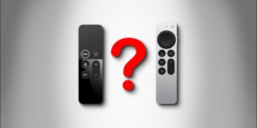 Two types of Apple TV Remote with a question mark between them
