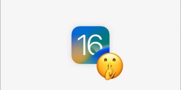 iOS logo with emoji putting a finger over its mouth to make a "hush" gesture.