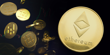 Ethereum tokens with Binance physical cryptocurrency visualization