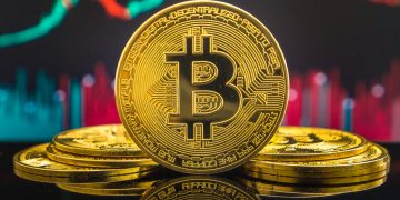 Bitcoin cryptocurrency gold coin. Trading on the cryptocurrency exchange. Trends in bitcoin exchange rates. Rise and fall charts of bitcoin