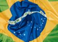 Close up View of Brazilian Flag Background