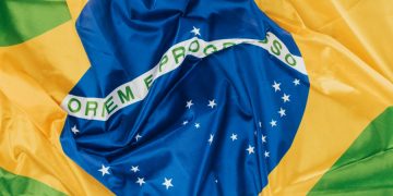 Close up View of Brazilian Flag Background