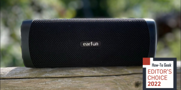 UBoom L Portable Bluetooth Speaker sitting on a shelf