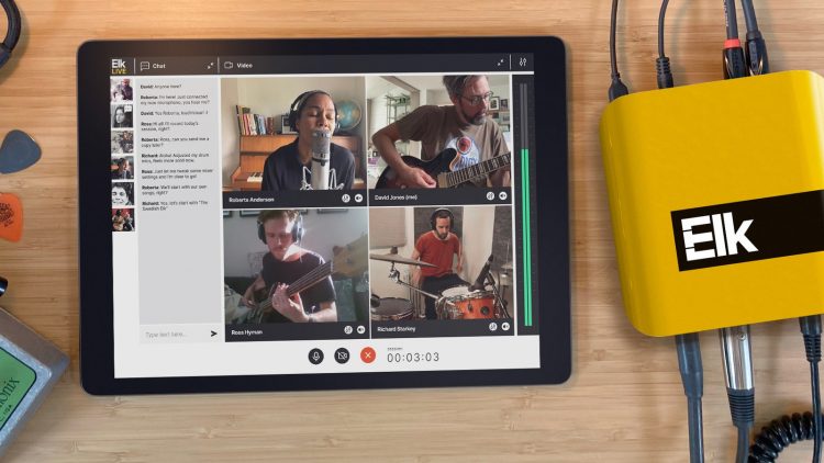 Elk Live Bridge connected to iPad displaying musicians performing