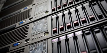 Photo showing a stack of servers