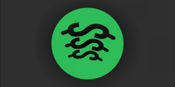 Spotify logo with money signs.