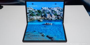 Lenovo X1 Fold half folded on table