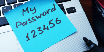 a post it note with the words "My password is 12345"